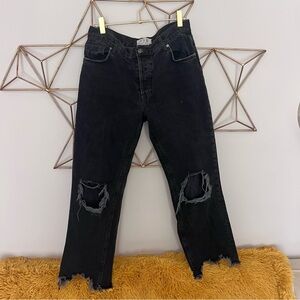 We The Free Black Distressed Straight Leg Jeans